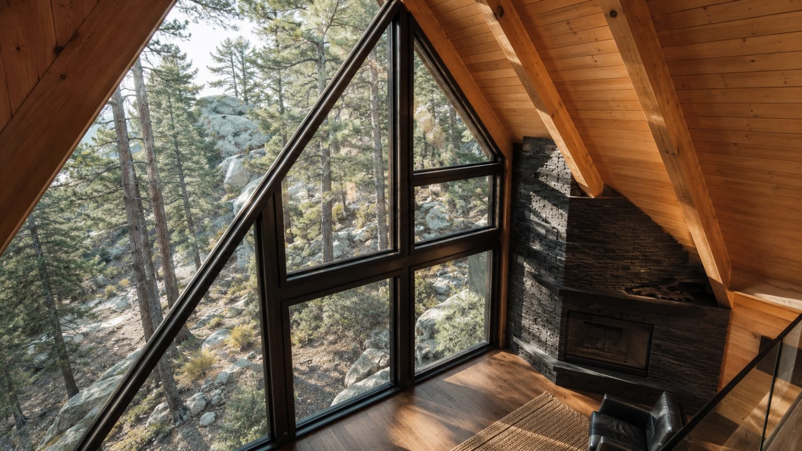 Custom shaped window in a vaulted room in Riverside, CA